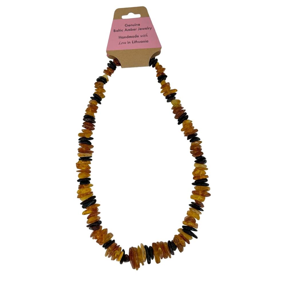Baltic Amber Necklace Multi-Color Beaded Short Choker Polished (N575)